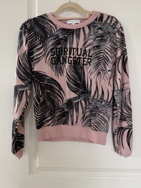 Spiritual Gangster pink with black palm leaf small